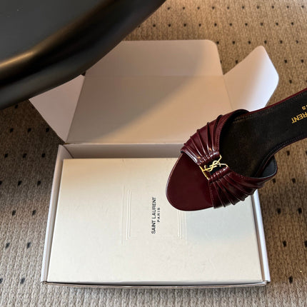 26S BABYLONE FLAT MULES IN DARK RED LAMBSKIN