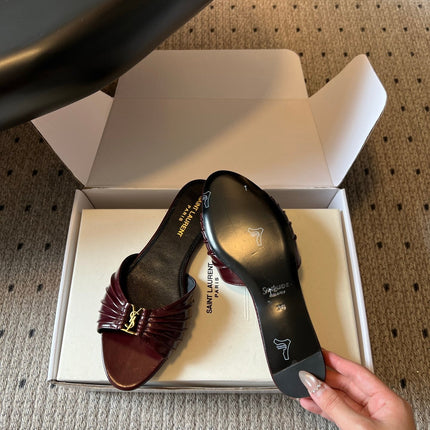 26S BABYLONE FLAT MULES IN DARK RED LAMBSKIN