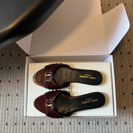26S BABYLONE FLAT MULES IN DARK RED LAMBSKIN