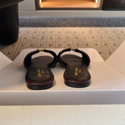 26S BABYLONE FLAT MULES IN DARK RED LAMBSKIN