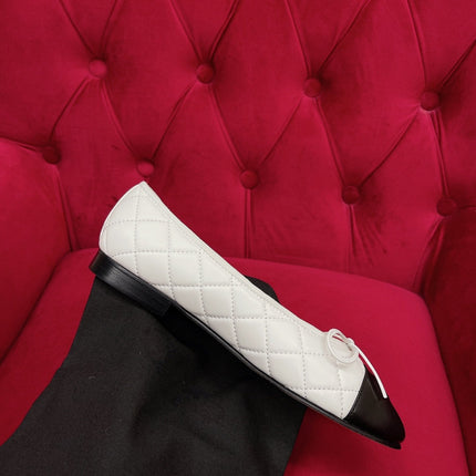 flat black white quilted lambskin