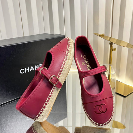 26S ESPADRILLE MARY JANE SHOES IN DARK RED LAMBSKIN