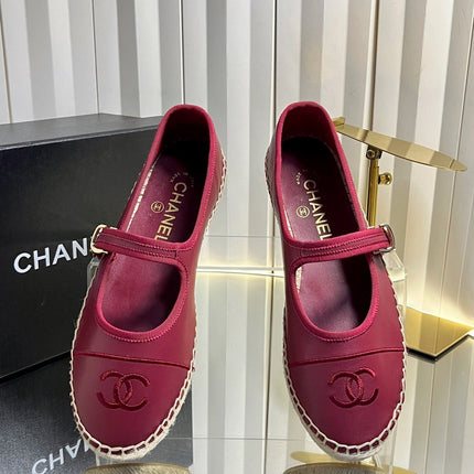 26S ESPADRILLE MARY JANE SHOES IN DARK RED LAMBSKIN