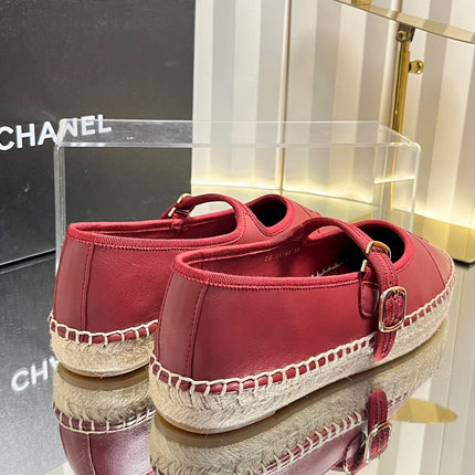 26S ESPADRILLE MARY JANE SHOES IN DARK RED LAMBSKIN