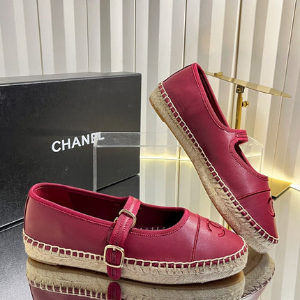 26S ESPADRILLE MARY JANE SHOES IN DARK RED LAMBSKIN
