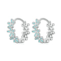 Mint Green Garland Hoop Earrings Enamel Flower Ear Buckles